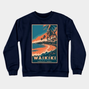 Hawaii Vintage Retro Travel Poster Crewneck Sweatshirt